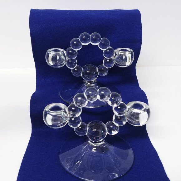Candlewick Double Taper Candle Holder Imperial Glass 2pc set - Picture 1 of 12